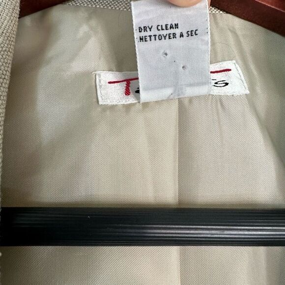 Vintage Talbots 100% Linen Tan Blazer Womens 14 Pockets Preppy Minimalist Career - Picture 9 of 9